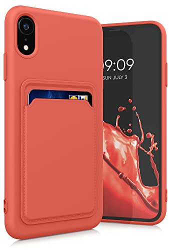 kwmobile Handyhülle kompatibel mit Apple iPhone XR Hülle - Handy Cover mit Fach für Karten - in Koralle