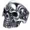 JewelryWe Totenkopf Ring Herren Edelstahl: Herren-Ring Biker Gotik Schädel Skull Edelstahlring Männer Band mit Gravur für Halloween Schwarz Silber Größe 58