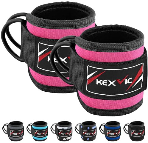 Kexvic Ankle Straps for Cable Machines Pair- Professional Gym Cuffs for Legs Kickback, Abs, Glute Workouts, Leg Extensions, Curls, Booty Hip-Double D-Ring Cable Attachment Strap Men Women