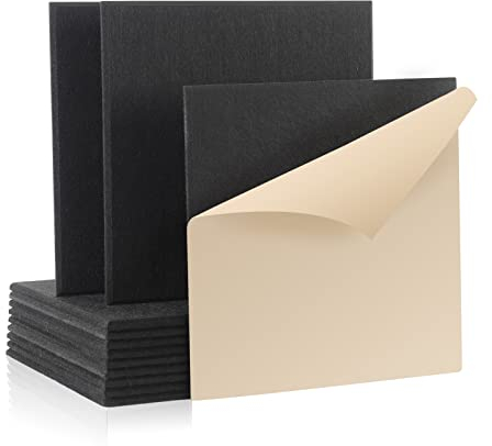 Rdutuok 12 Stück Selbstklebend Akustikplatten,30x30x1 cm Akustik Absorber Akustikpanel Schallschutzplatten für Tonstudio,Büro,Studio,Akustische Behandlung und Wanddekoration(Schwarz)