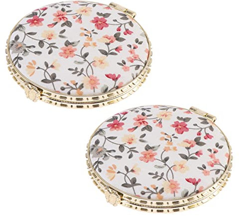 Sewroro 2Pcs Compact Mirror für Geldbörsen Mini Taschenspiegel Doppelseitiger Kosmetischer Spiegel Falten Tragbarer Reisemake- Up- Make- Up- Spiegel für Frauen Mädchen (Weiß)