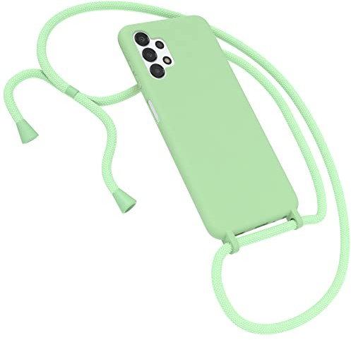 EAZY CASE Premium Silikon Handykette kompatibel mit Samsung Galaxy A13 (4G) Handyhülle mit Umhängeband Handykordel mit Schutzhülle Silikonhülle Hülle mit Band Kette für Smartphone Grün