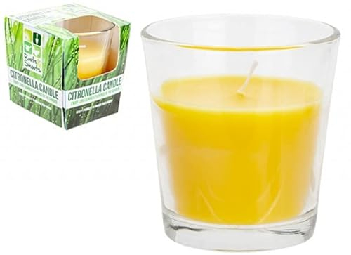 Vibrant Yellow Glass Cup Citronella Candle - (1 Pc.) - Premium & Elegant Design - Perfect for Outdoor Use