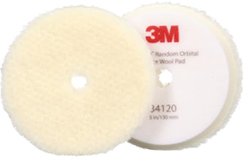 Perfect-It 3M Random Orbital Coarse Wool Compounding Pad, 5/130mm, White, PN34120, Orbital Pads for Automotive Compunding and Polishing