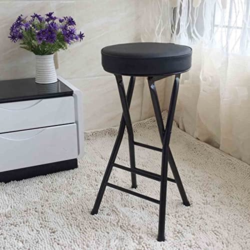 REDBMX Sgabello Alto Bianco/Nero, Sgabello Alto Cucina con Seduta Imbottita, Sgabelli Alti Pieghevoli con capacità di 125 kg, Sedie da Bar Interno, per Bistrot da Appoggio al Coperto (Color : Black)