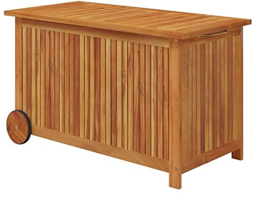 vidaXL Gartentruhe, Gartenbox mit Rollen Stauraum, Auflagenbox mit Wasserfestem Beutel, Aufbewahrungsbox Kissenbox, Massivholz Akazie