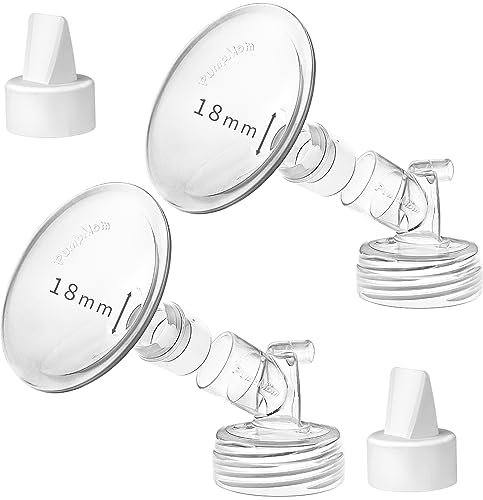 PumpMom 18mm Flanges and Duckbill Valve Compatible with Spectra S2 Spectra S1 9 Plus Synergy Gold Breast Pump Parts, Not Original Spectra Pump Parts (18mm)