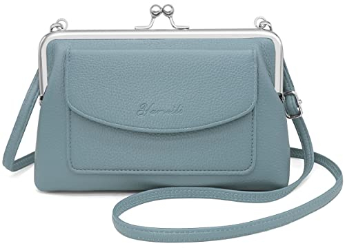 HNOOM Handy Umhängetasche Damen Kleine Umhängetasche PU Leder Handytasche zum Umhängen Crossbody Schultertasche Abendtasche Handtasche mit Kartenschlitz Verstellbar Abnehmbar Schultergurt (Blau)