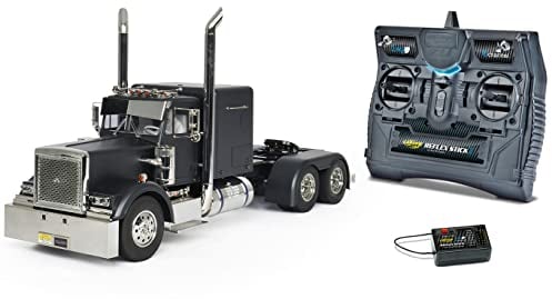 TAMIYA 56356 1:14 RC Grand Hauler Matte Black Edition - LKW Bundle inklusive Fernsteuerung (FS Reflex Stick II 2.4 GHz 6CH), RC-Truck, fernsteuerbarer LKW, Modellbau, Bausatz, Lastwagen
