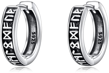 YFN Schwarze Ohrringe Herren 925 Sterling Silber Wikinger Rune Schwarz Ohrringe Geburtstag Geschenke für Männer Frauen (1)