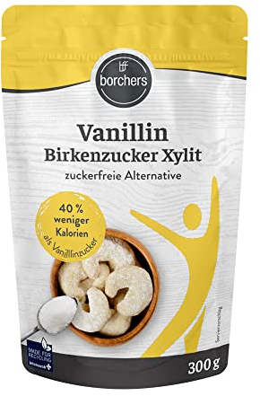 BORCHERS Vanillin Xylit, Alternative für Vanillezucker 300g, auf Grundlage von Xylit, weniger süß, kalorienreduziert & zuckerfrei, Zuckerersatz, Süßungsmittel, Zuckeralternative, XL Vorteilspack
