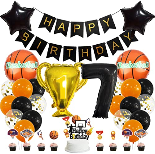 Houhounb Basketball 7. Geburtstag Deko Basketball Deko 7 Jahre Kindergeburtstag Party Deko Kinder Basketball Luftballon Tortendeko für Thema Basketball Kindergeburtstag Party