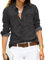 Roskiky Chemise en jean à manches longues, avec boutons, pour femme, Noir , X-Large