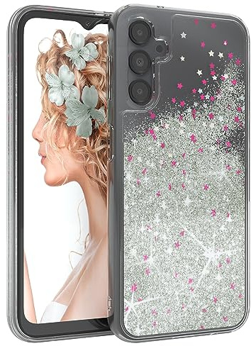 EAZY CASE - Cover Shell - kompatibel mit Samsung Galaxy A14 5G Ultra-robust, schützende Hülle mit Premium Finish, Dünne Transparente Handyhülle, Schutzhülle mit Kameraschutz in Schimmer Silber