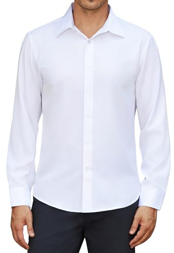 siliteelon Hemd Herren Langarm Bügelfrei Weiss Hemden Herren Weißes Regular Fit Business Anzug ohne Tasche Büroräume Konferenz