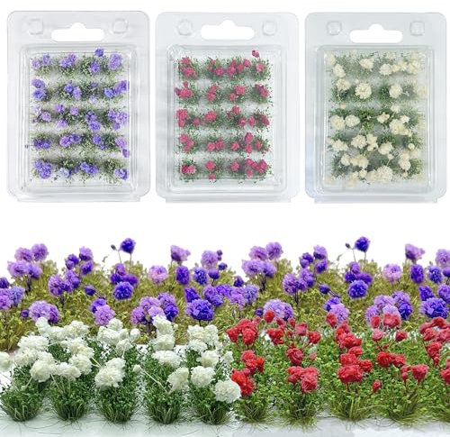 Woohome Blumen-Cluster, Vegetationsgruppen, Grasbüschel - Statische Miniatur-Landschaft für Heimwerker, Architektur, Gebäude, Modellbahn, Zug, Diorama, Garten, Layout (3