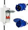 CEE Adapter 32A auf 16A 3P mit Phasenwender, CEE Starkstrom Adapter 32A Stecker auf 16A Kupplung mit Leitungsschutzschalter Verlängertes Kabel (Blau)