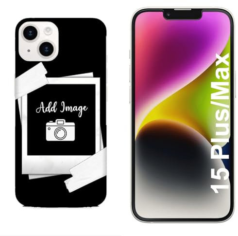 Hulle Schutz kompatibel mit Apple iPhone 15 Plus Benutzerdefiniertes Foto Polaroid / Bedrucken Sie auch die Seiten / Telefon-Hartschale zum Aufstecken, rutschfest, kratzfest, stoßfest, starrer Schutz