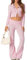 Yassiglia Zweiteiler Damen Elegant Y2K Strick Set Cropped Zipper Hoodie + Low Waist Schlaghose 2 Stück Strickanzug Set Loungewear Streetwear (Rosa, S)