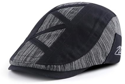 Adantico Herren Schirmmützen Flat Cap (Schwarz c)