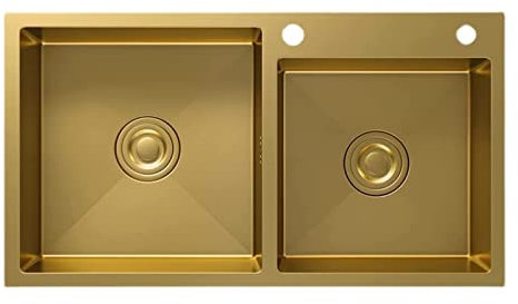 Fregadero De Cocina, Fregadero Doble Bajo Encimera, Fregadero De Barra De Acero Inoxidable Dorado De 29,5 × 15,7 Pulgadas Con Cesta De Drenaje Retráctil Y Accesorios Para Fregadero, Balcón, Lavanderí