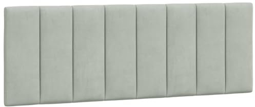 vidaXL Coussin de Tête de Lit Hanko, Oreiller de Tête de Lit avec Bandes Auto-agrippantes, Coussin Rembourré Chambre à Coucher, Gris Clair 140 cm Velours
