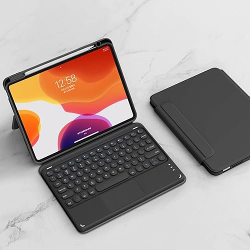 QYiiD Coque Clavier pour iPad Air 11 2024 (M2), Clavier iPad Air 5ème & 4ème génération, Transparente Magnétique Vertical Cover & AZERTY Clavier Bluetooth sans Fil avec Touchpad, Noir