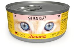 JOSERA Nassfutter Kitten Beef (12x 85g) | Katzenfutter nass mit Rind | Kitten | Premium Dosenfutter für wachsende Katzen | Rind & Fleischbrühe | mit Lachsöl | getreidefrei | Anti-Haarballen