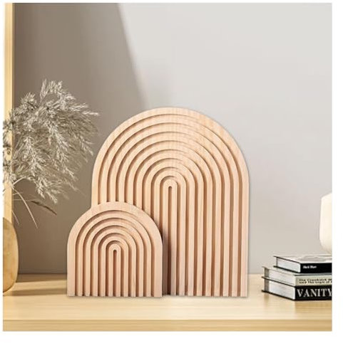 Bieiyhe 2 Stück Holzbrett Deko Regenbogen, Boho Brett Regenbogen, Deko Servierbrett Holz, Holzbretter Küche Dekoratives Schneidebrett Regenbogen Deko Schlafzimmer, Wohnzimmer, Wandregal, Tischdeko