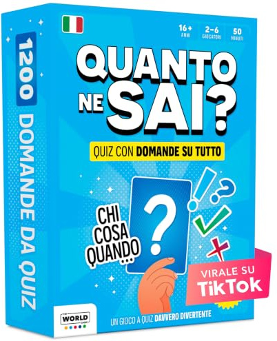 Quanto ne sai? - Versione Italiana - Giochi da Tavolo Adulti con 1200 Domande - Divertente Gioco di Trivia - Giochi di Società con Carte di Trivia - Giochi da Viaggio per Famiglia e Adolescenti
