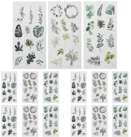 Retro-Scrapbooking-Aufkleber-Set, 3er-Pack Scrapbook Stickers, 15 Stück Scrapbooking Pflanzen Aufkleber, Washi-Aufkleber Ästhetik Journaling Zubehör für Tagebuch, Planer, Notizbuch, Laptop, Kalender