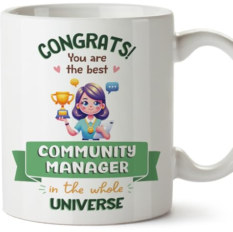 MUGFFINS Community Manager Woman Mug - in English - Best in Universe Trophy - Funny Gift for Colleagues - Ceramic 11oz Mug