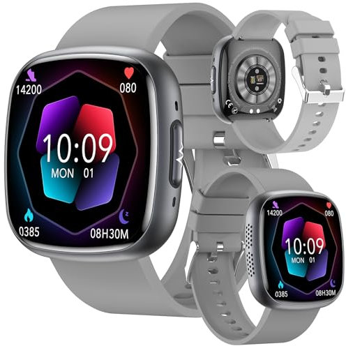 2025 New Smartwatch Herren Smartwatch Mit Blutdruckmessung EKG+HRV/Harnsäure/BMI Herren Damen 1,72 AMOLED Gesundheitsuhr Mit Telefonfunktion, 24H Herzfrequenz SPO2 Schlafmonitor Fitnessuhr (Grau)