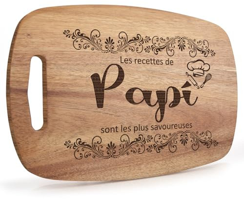 tiosggd Cadeau Papy, Planche à Découper en Bois Gravée, Idée Cadeau Anniversaire Pour Papi, Cadeau Original de Cuisine Pour Papy, Planche à Apero Pour Anniversaire et Cuisine