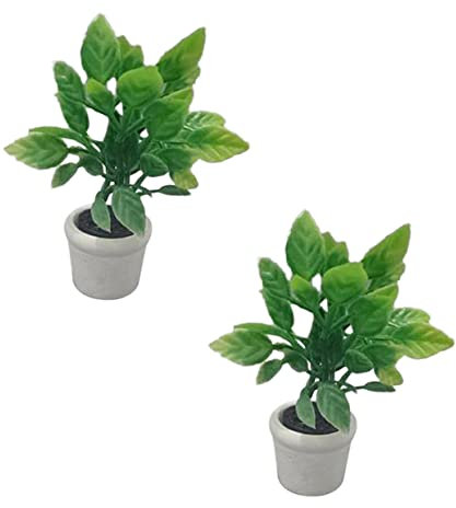TOYANDONA 2st Minigrüne Topfpflanze Baum Künstliche Topfpflanze Künstliche Pflanzen Im Freien Miniatur Saftiger Pflanzentopf Gefälschte Pflanze Bausatz Green Plastik