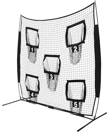Quarterback Netz, Rugby Trainingsnetz mit 5 Zieltaschen, Jede untere Rohrlänge 1,1 m, für Außen und Innenbereiche, 7x7in (Schwarz)