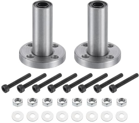 QUARKZMAN LMF6LUU Linear Kugellager 6mm Bohrung 12mm OD 35mm Länge Runde Flansch vernickelt mit Schrauben für CNC Maschine 3D Drucker 2 Stück