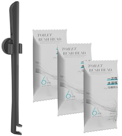 Toilet Brush Set with Disposable Heads Replaceable Scrubbing Pads, Clog-Free Flushable Design for Deep Cleaning (Gray Toilet Brush + 18 Refills)