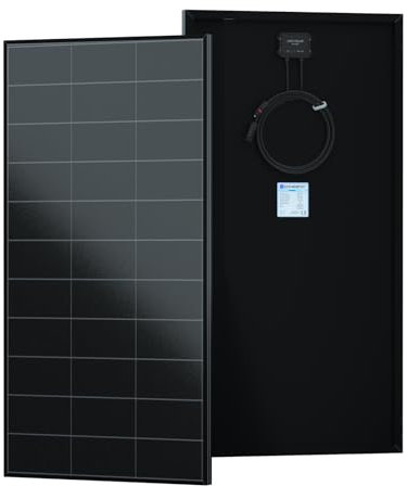 ECO-WORTHY Panneau Solaire 12V 120W monocristallin, 25% haute efficacité, module solaire noir sans lignes de grille sur la face avant, panneau solaire camping car, pour système de balcon, jardin