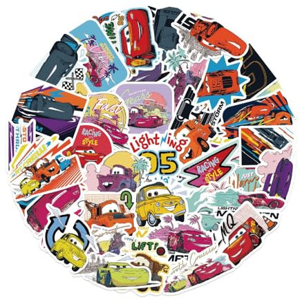 Feifei’S Bow 50pcs Princess Aven Superheros Toy Kids Stickers Luggage Laptop Skateboard Waterproof Party Bag Fillers Waterbottle Decal Graffiti Patches (Cars)