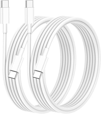 USB C to USB C Charger Cable for iPhone 17/16/15 Fast Charging, 60W Type C Charging Fast Charging Cable for iPhone 17/17Pro/16/16 Pro/15/15 Plus/15 Pro/15 Pro Max, iPad Pro/Air,Mac(White, 2M, 2PCS)