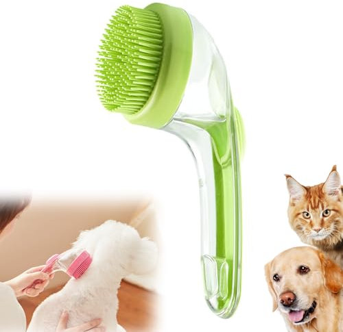 Dog Bath Brush, Soft Silicone Dog Shampoo Brush, Pet Massage Dispenser Bubble Brush, Pet Shower Cleaning Brushs, for Short Long-Haired Dogs Cats (Green)