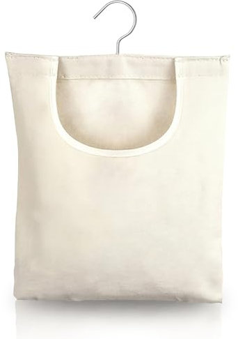 IETWATE Wäscheklammerbeutel, Baumwoll Canvas Klammerbeutel für Wäscheklammern Korb, 32 x 28cm Wäscheklammern Beutel mit Aufhängehaken, Hängende Drehbare Wäscheklammerkorb für Socken (ohne Muster)