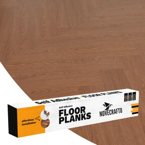 Self Adhesive Floor Planks - 30 Planks Pack Covering 44.88 Sqft / 4.17sqm | Each Stick On Tile Plank Measures 5.9x35.9in (91.4x15.2cm) | Peel and Stick Vinyl Flooring | Light Brown Wood Effect