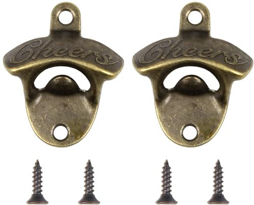 Lotnery Vintage Cast Iron Wall Mounted Bottle Opener 2-Pack with Self-Tapping Screws - Rustic Pub-Style Opener for Home Bars, Gardens & Kitchens | Heavy-Duty Cap Catcher Design