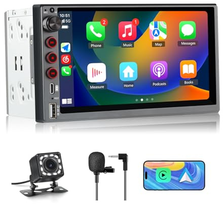 Hexinex Universale Autoradio 2 DIN con Schermo Wireless CarPlay & Android Auto Bluetooth FM GPS USB Tipo-C Comandi al volante