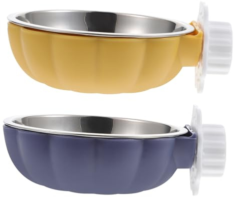 Lurrose 2 pièces Gamelle Suspendue Inoxydable pour Chien et Chat Bol Antirouille à Fixer sur Cage Design Stable et Capacité Spacieuse Accessoire Pratique pour Animaux de Compagnie Lot de