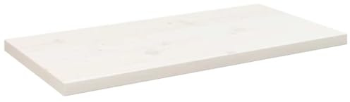 WRJENFSC Tischplatte 80x40x2,5 cm Kiefer Massivholz weiß lackiert rechteckig, robuste Arbeitsplatte mit abgerundeten Ecken, Moderne Holzplatte für Couchtisch, Küche, Balkon und Büro