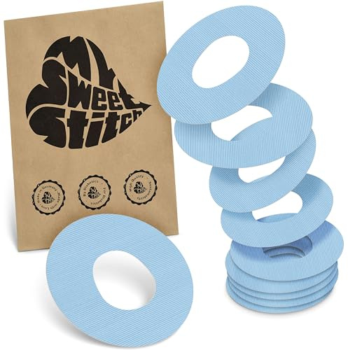 MySweetStitch 10 Ringpatches für Katheter mittel rund Ice Blue | Stabilisiert ablösende Ränder, Mitte bleibt frei, wasserfest und flexibel, bis zu 7 Tage Halt