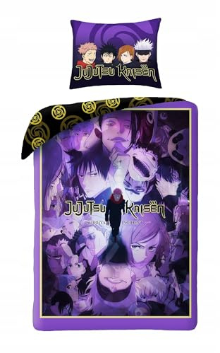 Halantex Bettwäsche-Set Jujutsu Kaisen Shibuya Incident - Megumi Fushiguro Yuji Itadori - Bettbezug 140 x 200 cm mit Kissenbezug 70 x 90 cm - Mikrofaser - Mehrfarbig